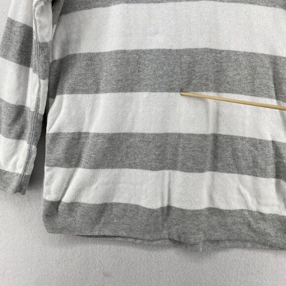 EILEEN FISHER Sweater S Organic Cotton Striped Reversible Pullover Gray White - Picture 13 of 14